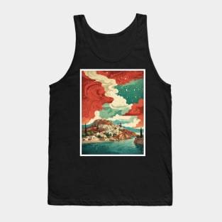 Greece Beach Starry Night Tourism Vintage Poster Tank Top